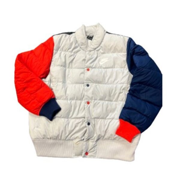 Nike Keep Warm Down Fill Color Buttons Quilt Bomber Puffer Jacket Men Sz XL FLAW - Picture 16 of 16